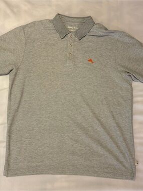 Tommy Bahama Polo Shirt Preppy Medium Gray IslandZone Supima Cotton Performance
